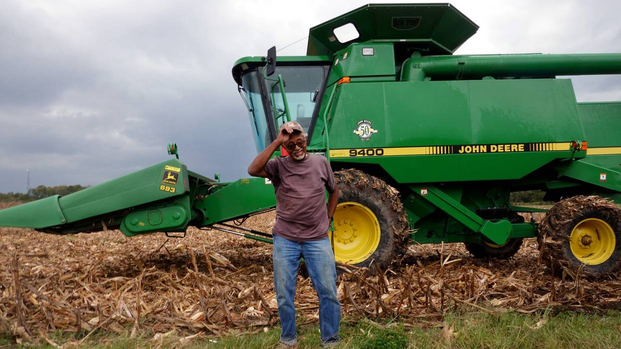 Glenn Morris, 83, harvests corn