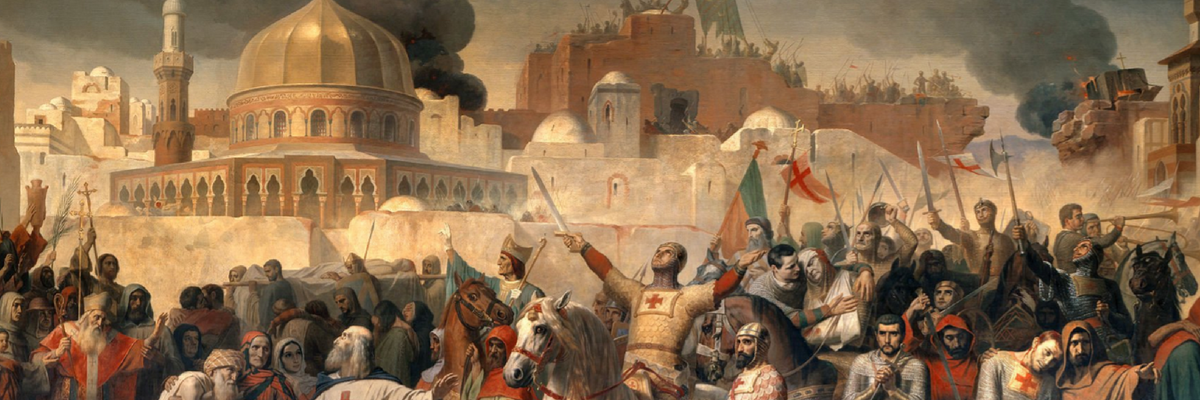 Godfrey de Bouillon at the Siege of Jerusalem during the First Crusade in 1099.