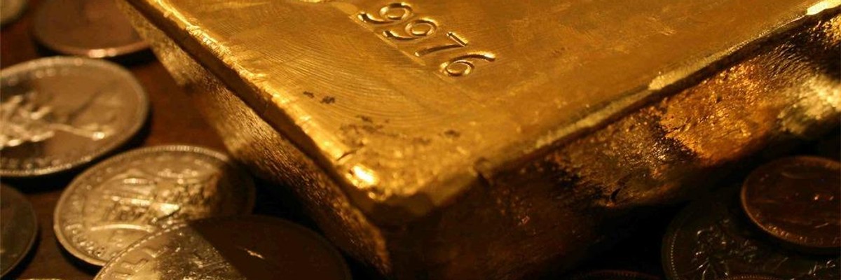 Gold coins and gold bar