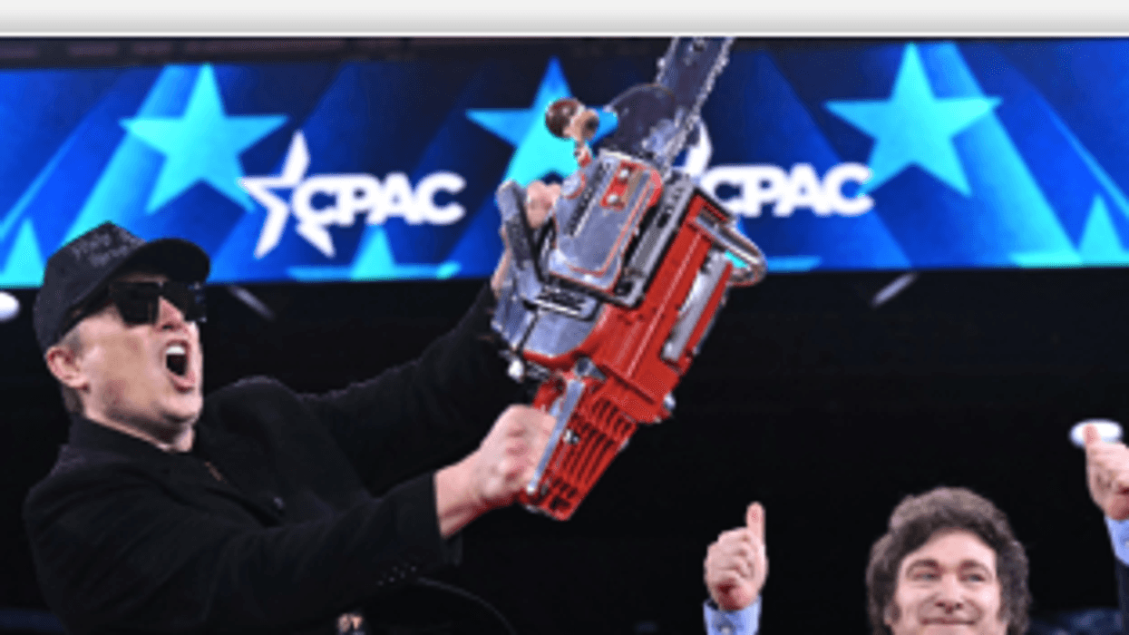 Gonzo Elon Musk wields chainsaw gift from Argentine Pres. Javier Milei at CPAC d, ident Javier Milei d