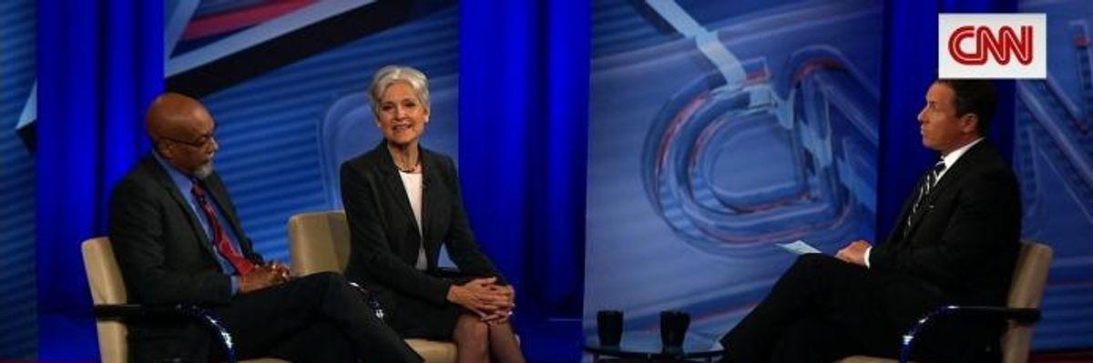 Green Party presidential candidate Jill Stein and vice presidential candidate Ajamu Baraka