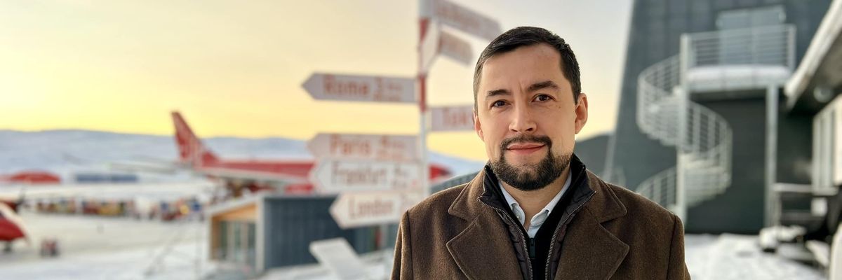 Greenlandic Prime Minister Múte Egede poses for a photo at the island's airport