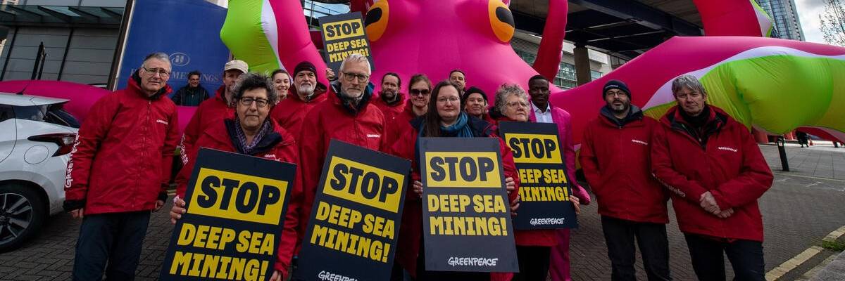 Greenpeace activists crash a deep-sea mining summit with a giant octopus