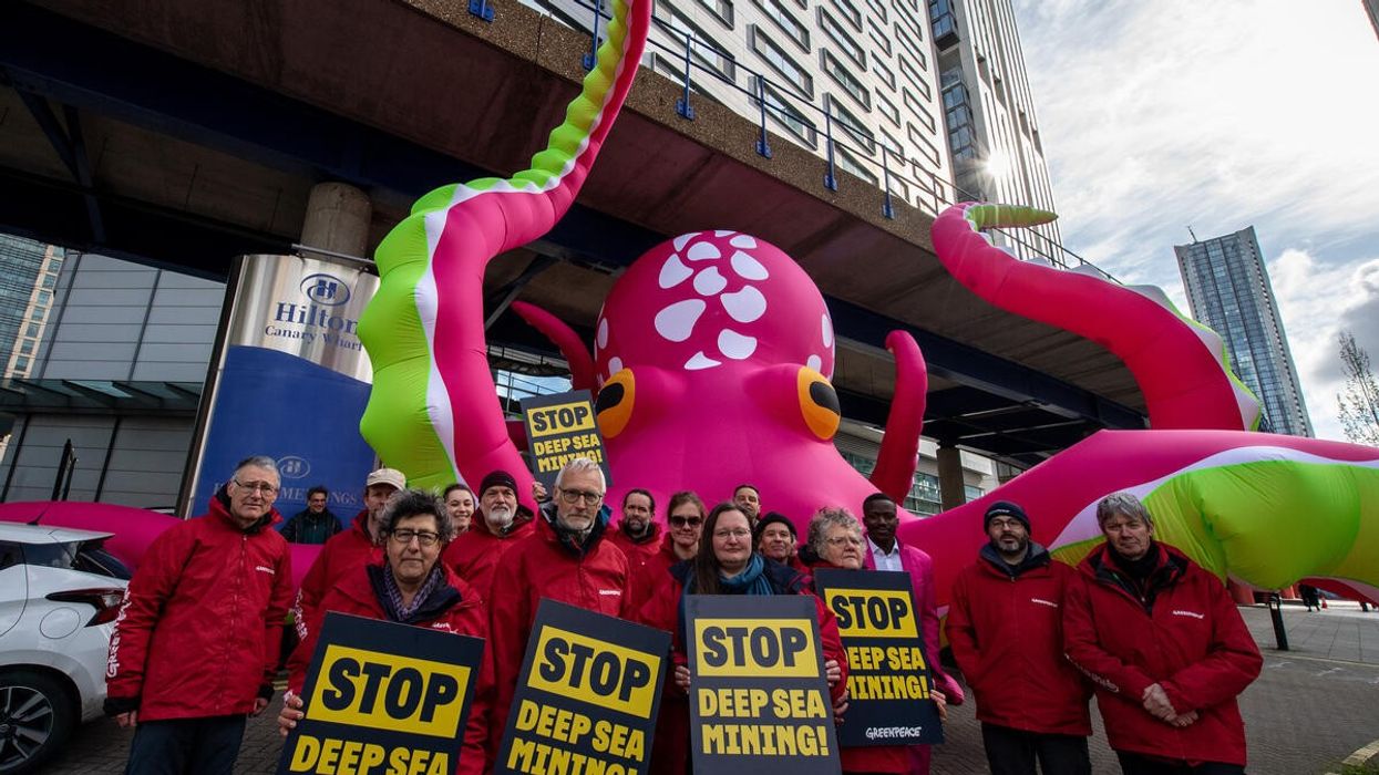 Greenpeace activists crash a deep-sea mining summit with a giant octopus