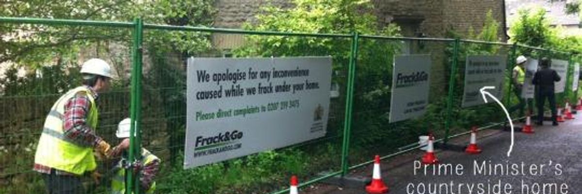 Greenpeace activists erected a 'frack site' outside the UK Prime Minister David Cameron's countryside home.