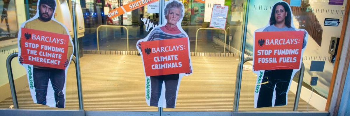 Activists Urging Barclays to 'Stop Funding the Climate Emergency' Shut Down Nearly 100 Branches Across UK
