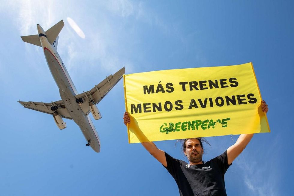 Greenpeace Spain protested the planned expansion of the airport