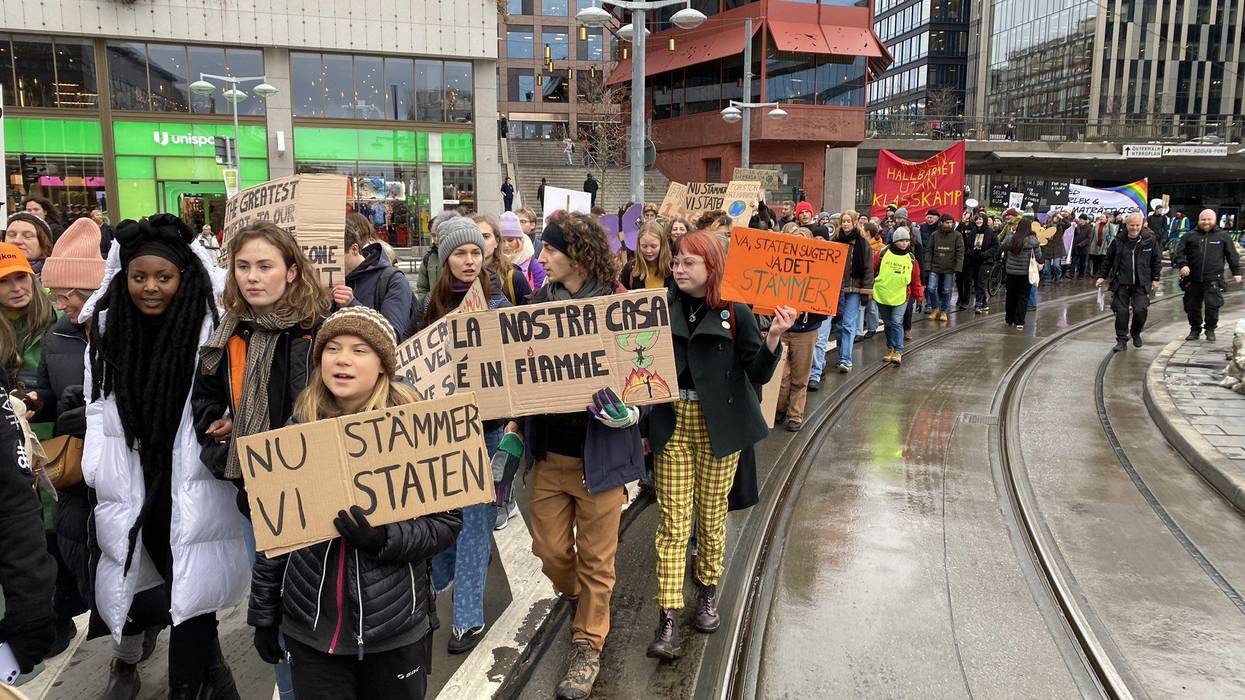 Greta Thunberg joins climate action campaigners for a march through Stockholm, Sweden on November 25, 2022.