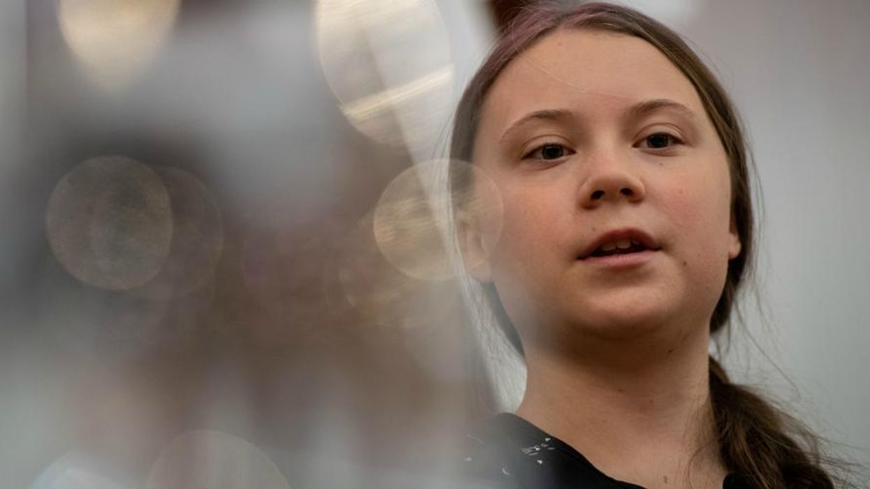 Greta Thunberg speaks at an event