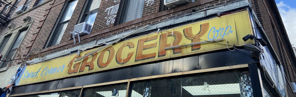 Groceries sign in New York City.