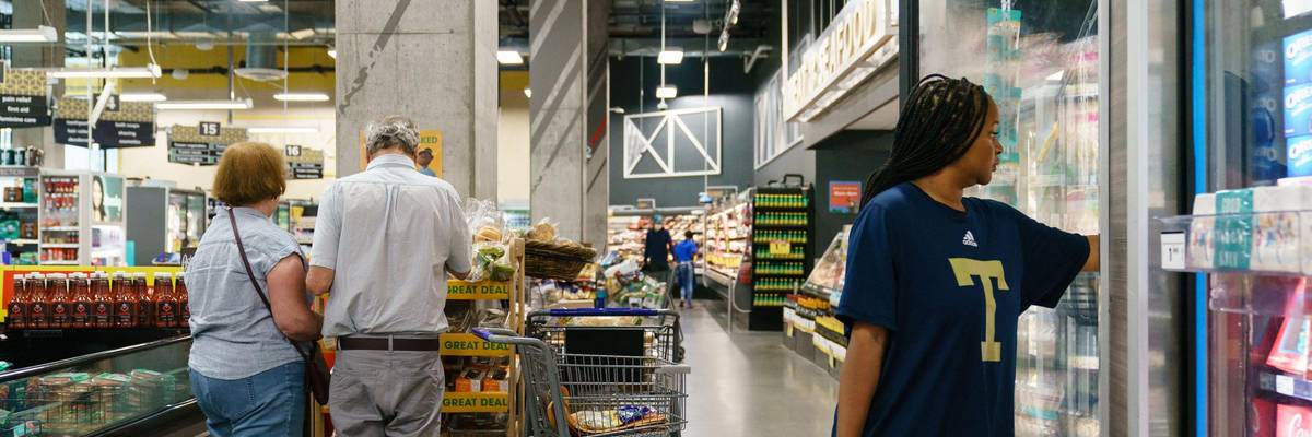 Grocery shoppers are seen in Atlanta, Georgia