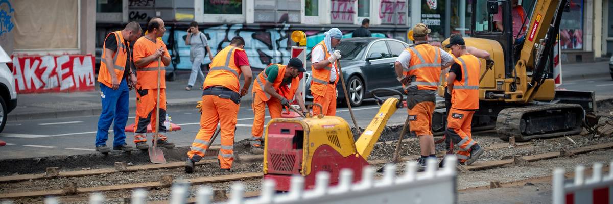 Group of road crew workers.
