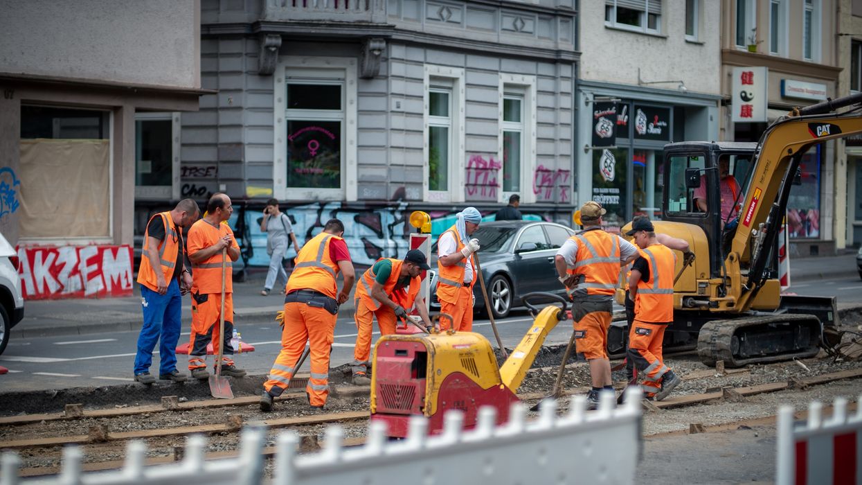 Group of road crew workers.