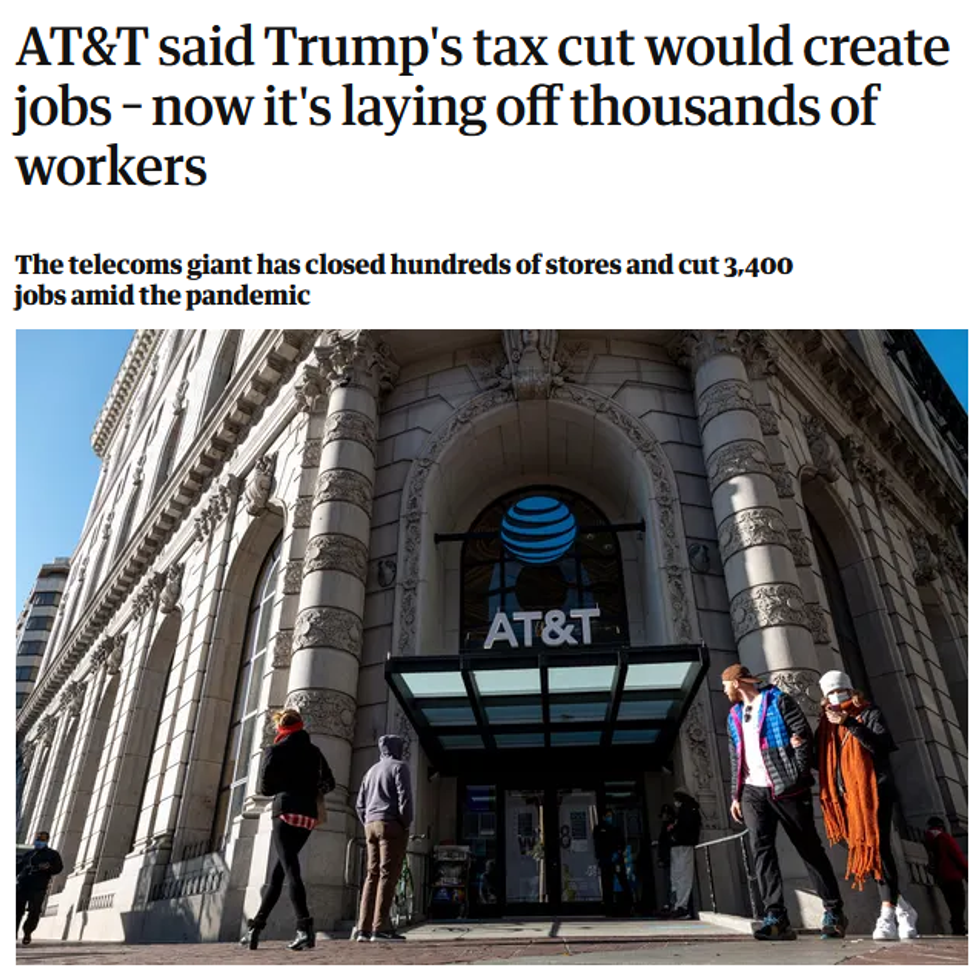 Guardian: AT&T said Trump's tax cut would create jobs - now it's laying off thousands of workers
