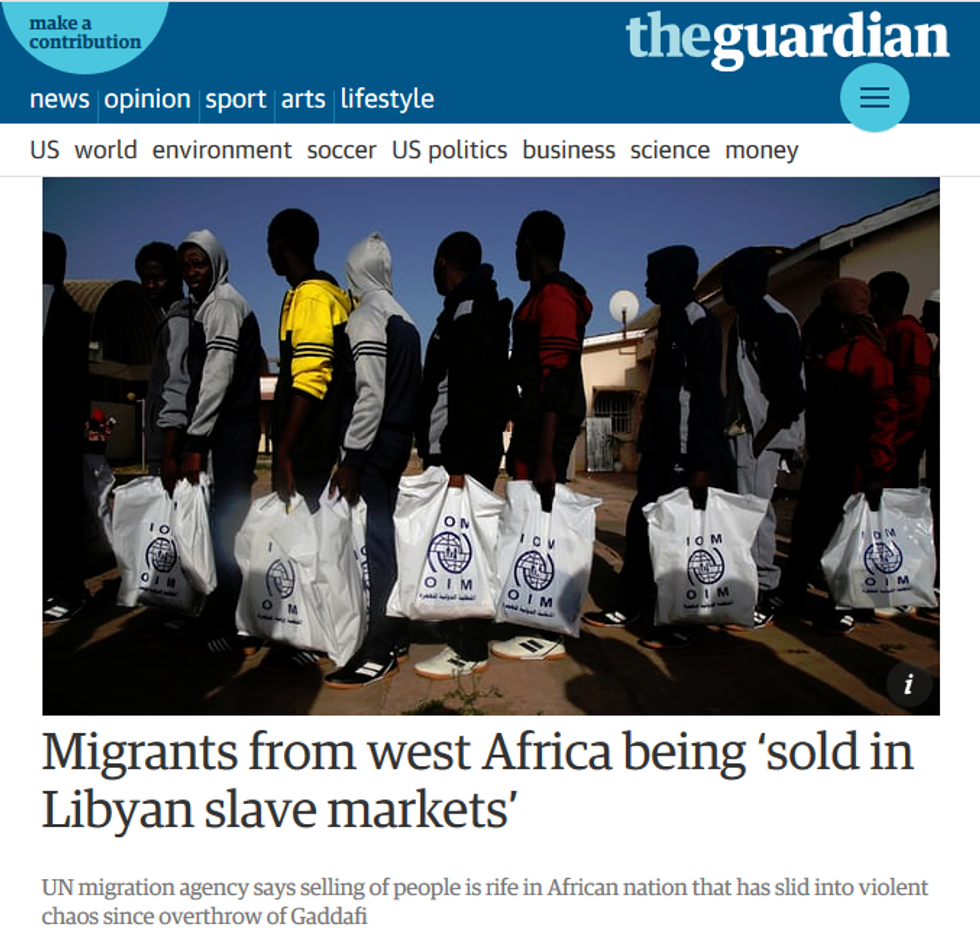 Guardian: Migrants from west Africa being 'sold in Libyan slave markets'
