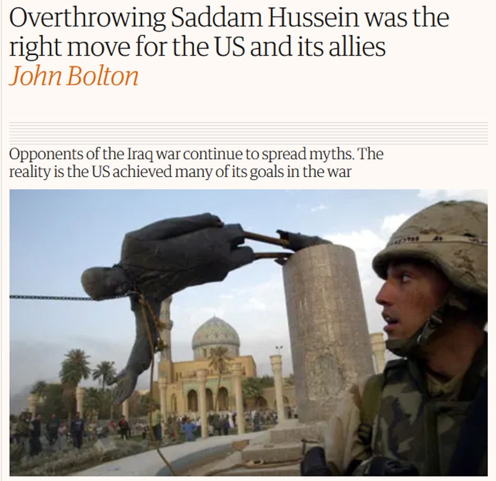 Guardian: Overthrowing Saddam Hussein was the right move for the US and its allies