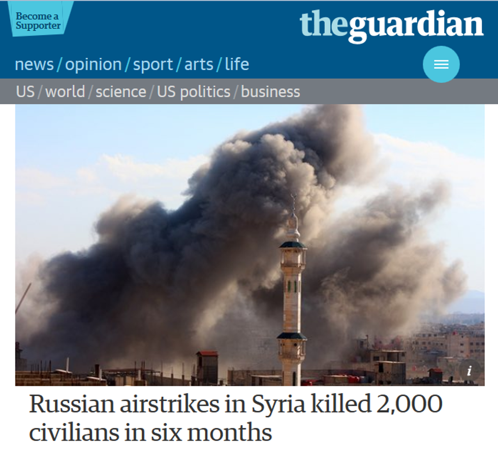 Guardian: Russian airstrikes in Syria killed 2,000 civilians in six months