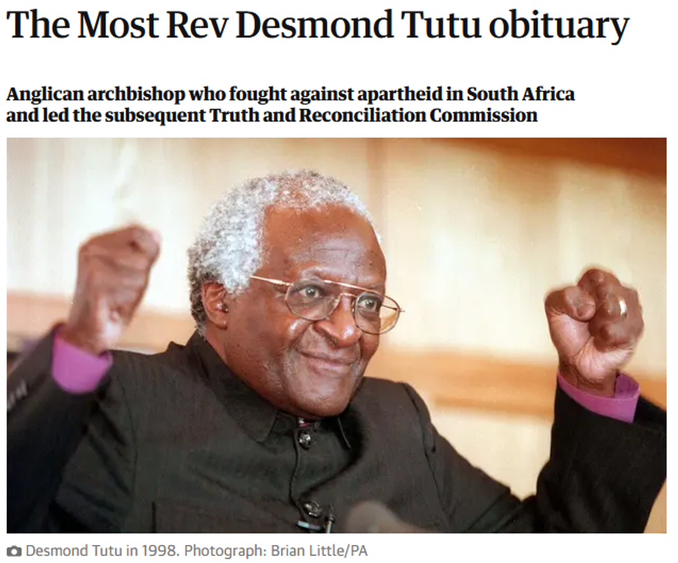 Guardian: The Most Rev Desmond Tutu obituary