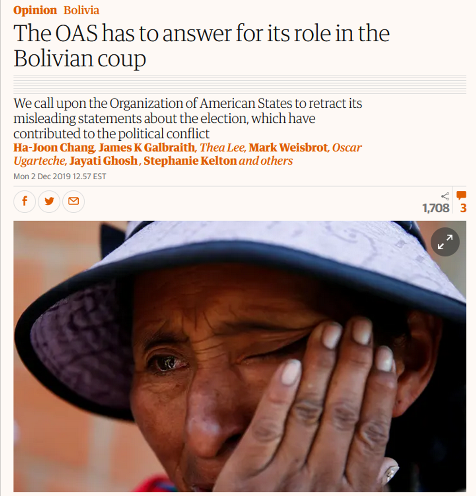 Guardian: The OAS has to answer for its role in the Bolivian coup