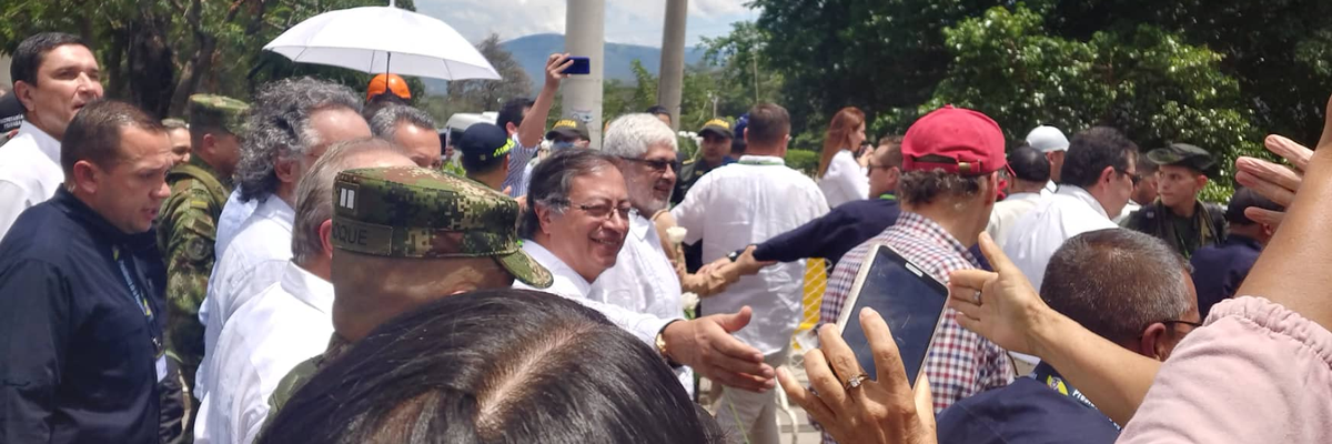 Gustavo Petro at Simón Bolívar International Bridge opening between Colombia and Venezuela.
