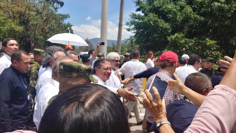 Gustavo Petro at Simón Bolívar International Bridge opening between Colombia and Venezuela.