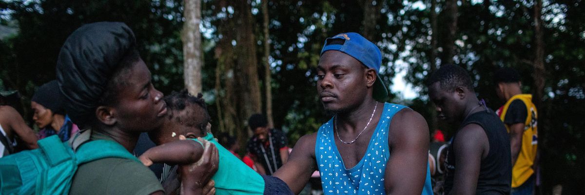 Haitian migrants camp near Colombia's border with Panama