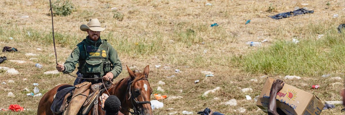 Haitian migrants on the banks of the Rio Grande