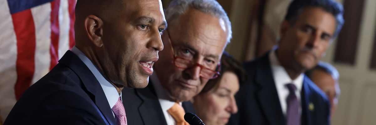 Hakeem Jeffries, Chuck Schumer, Amy Klobuchar, and John Sarbanes