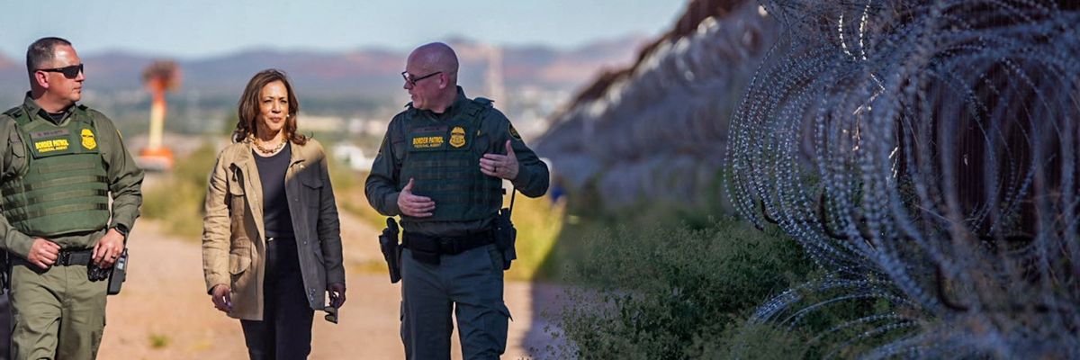 Harris speaks with Border Patrol agents