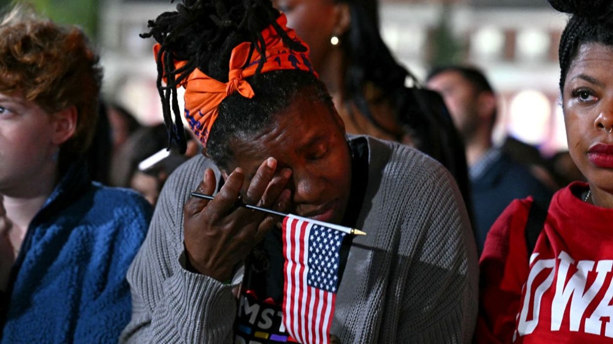 Harris support wipes her eyes