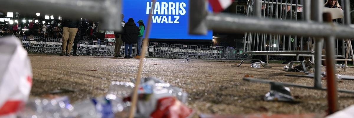 Harris supporters leave election watch party.