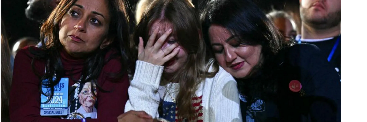 Harris supporters react to election results at Howard University.