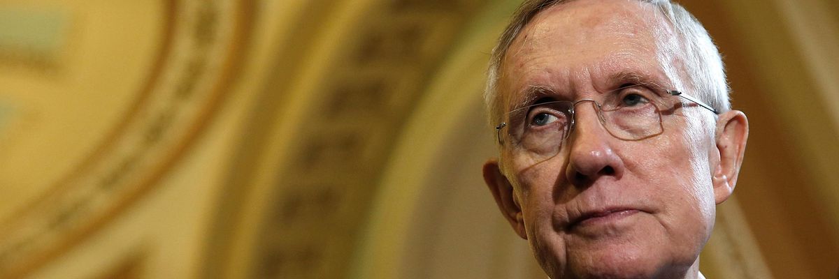 Harry Reid answering questions in Washington, D.C.