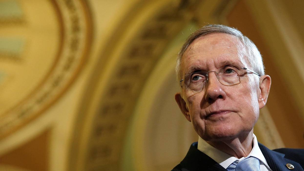 Harry Reid answering questions in Washington, D.C.