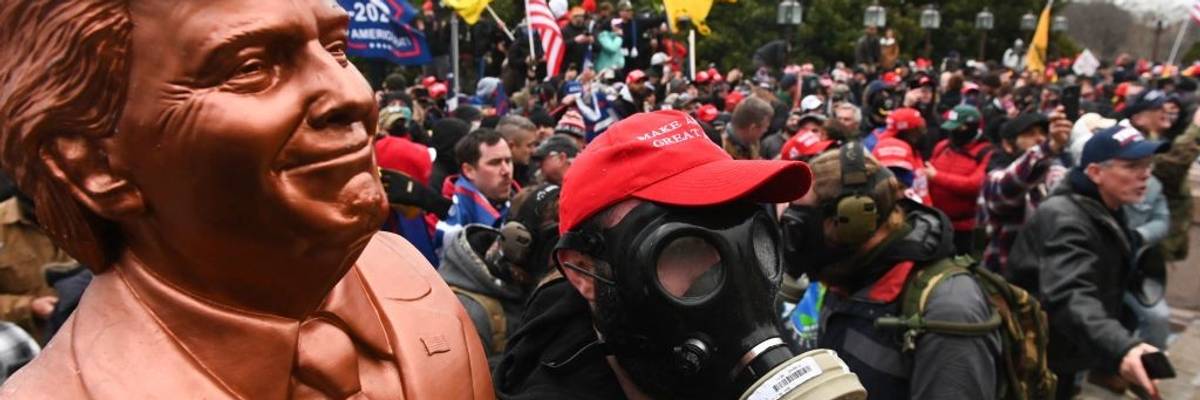 Head of Trump and supporters