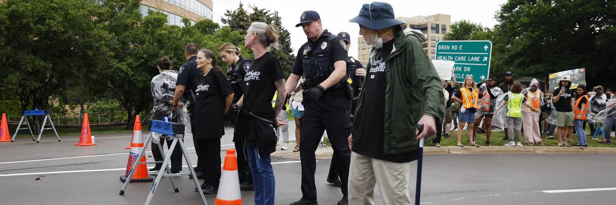 Healthcare advocates protesting care denials at UnitedHealthcare