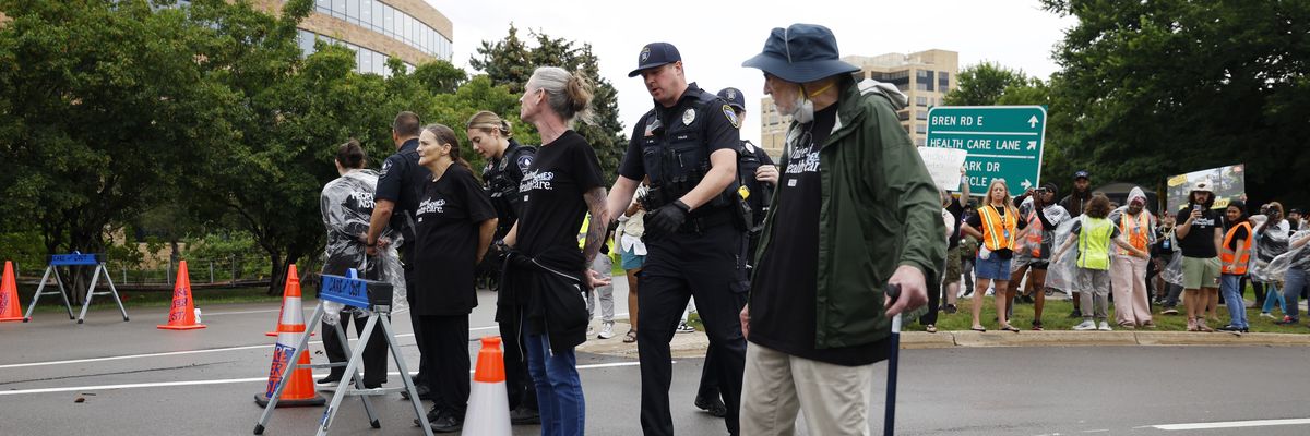 Healthcare advocates protesting care denials at UnitedHealthcare