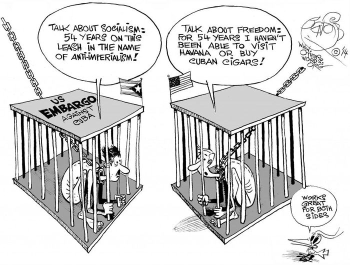 Held Captive by Bad Policy, a OtherWords cartoon by Khalil Bendib