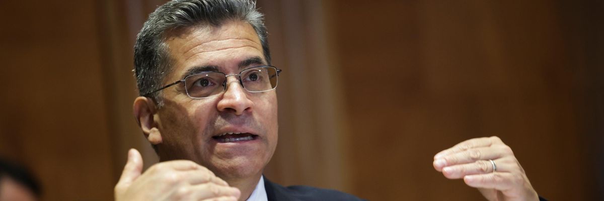 HHS Secretary Xavier Becerra speaks at a hearing