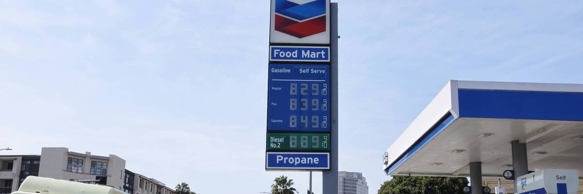 High gas prices displayed.