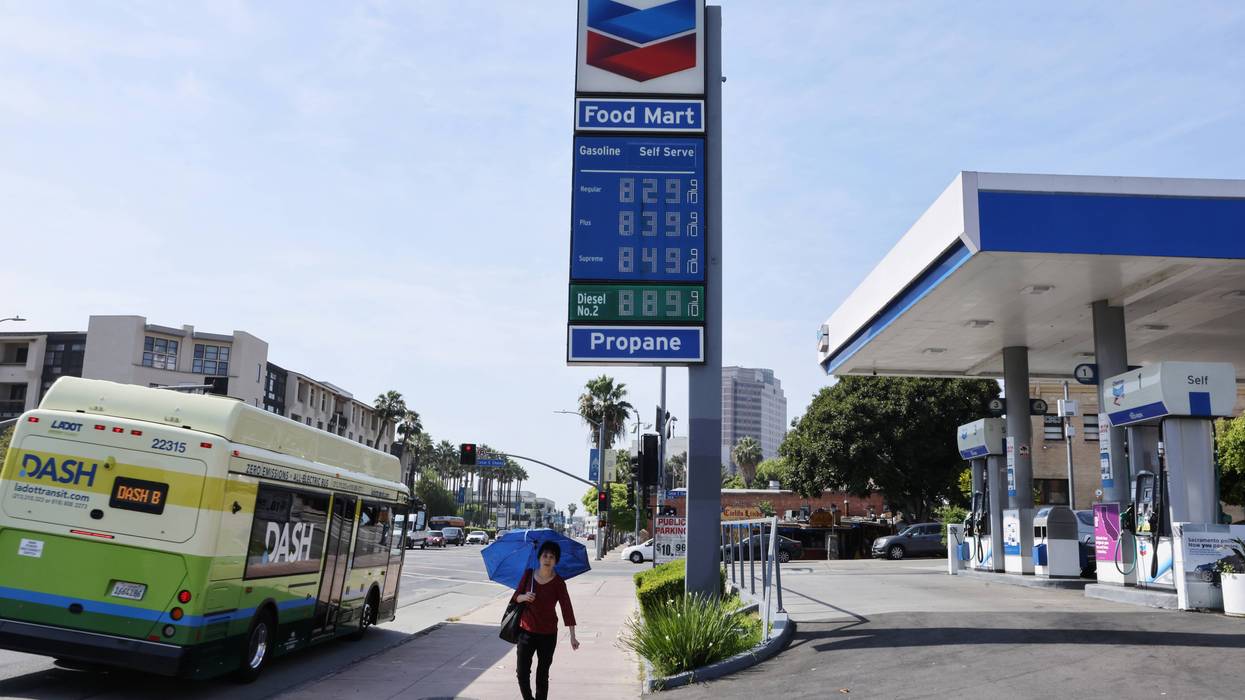 High gas prices displayed.