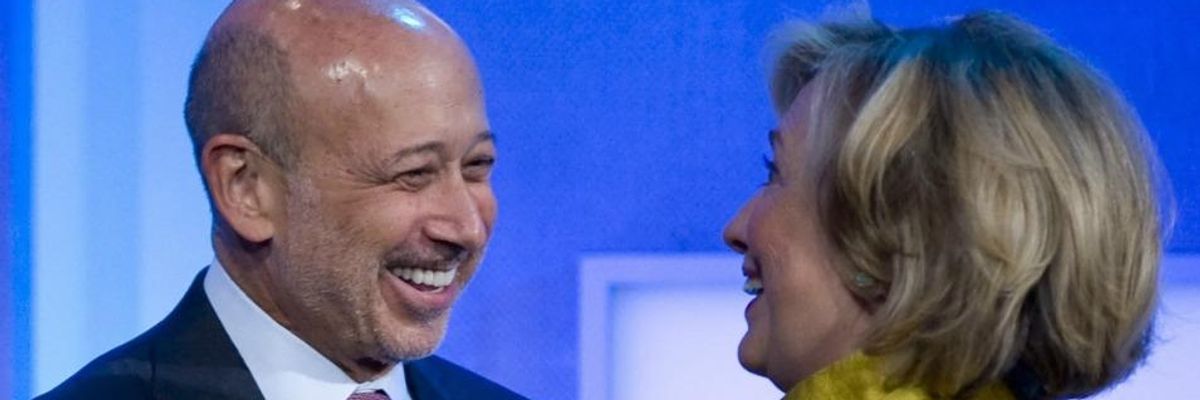 Hillary Clinton, pictured with Goldman Sachs Chairman and CEO Lloyd Blankfein 