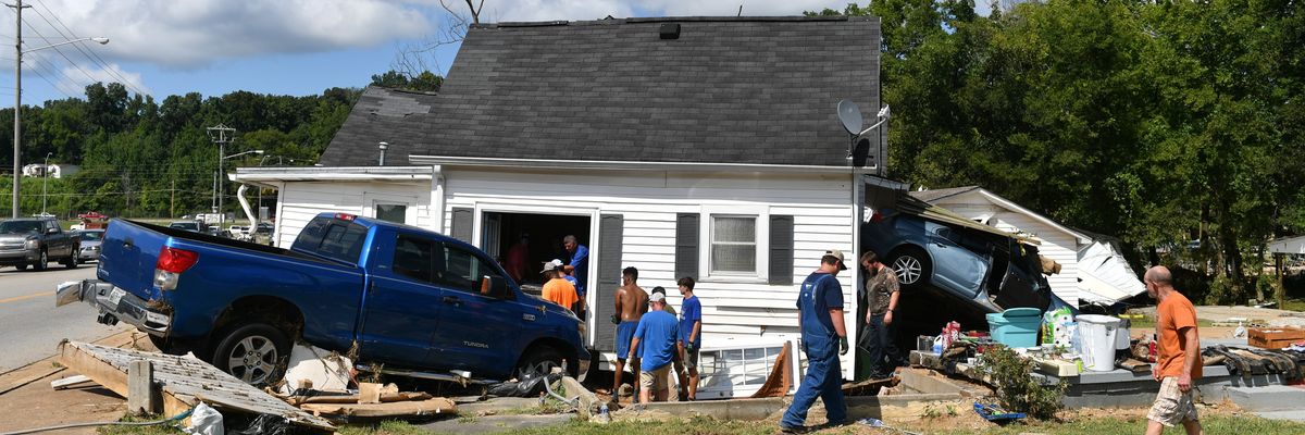 Home damaged by flash floods in Tennessee