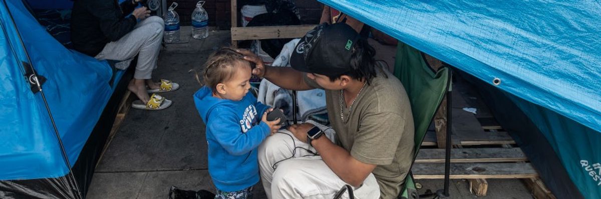 Homeless families and children on Skid Row
