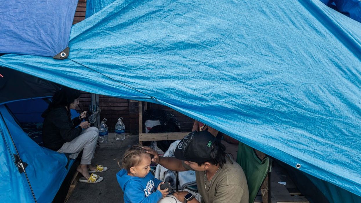 Homeless families and children on Skid Row