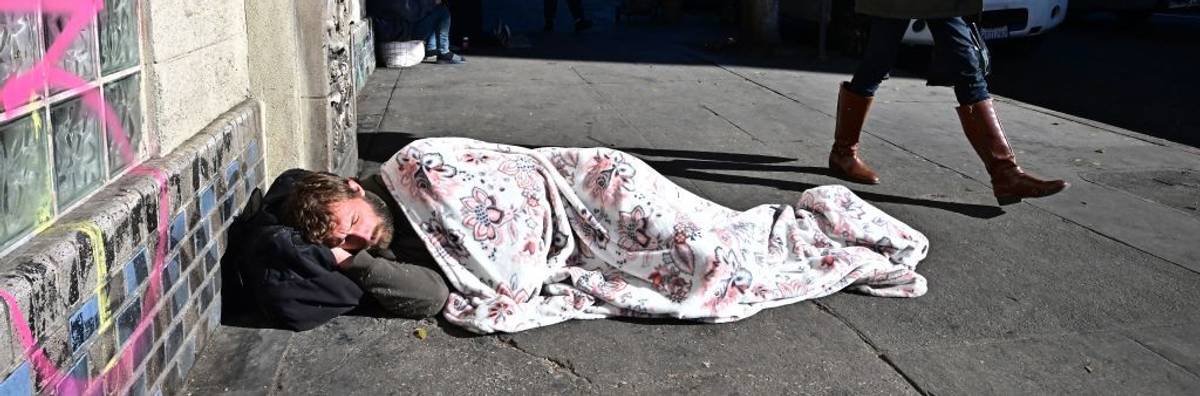 Homeless man sleeping