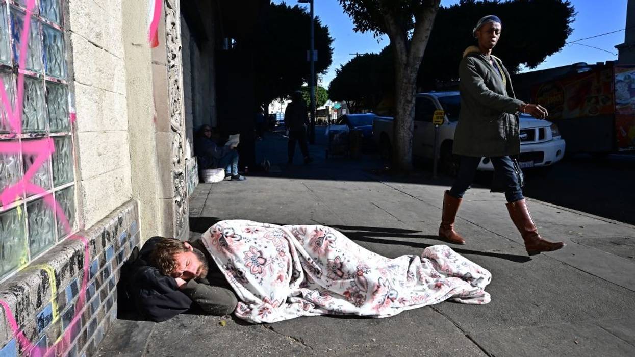 Homeless man sleeping