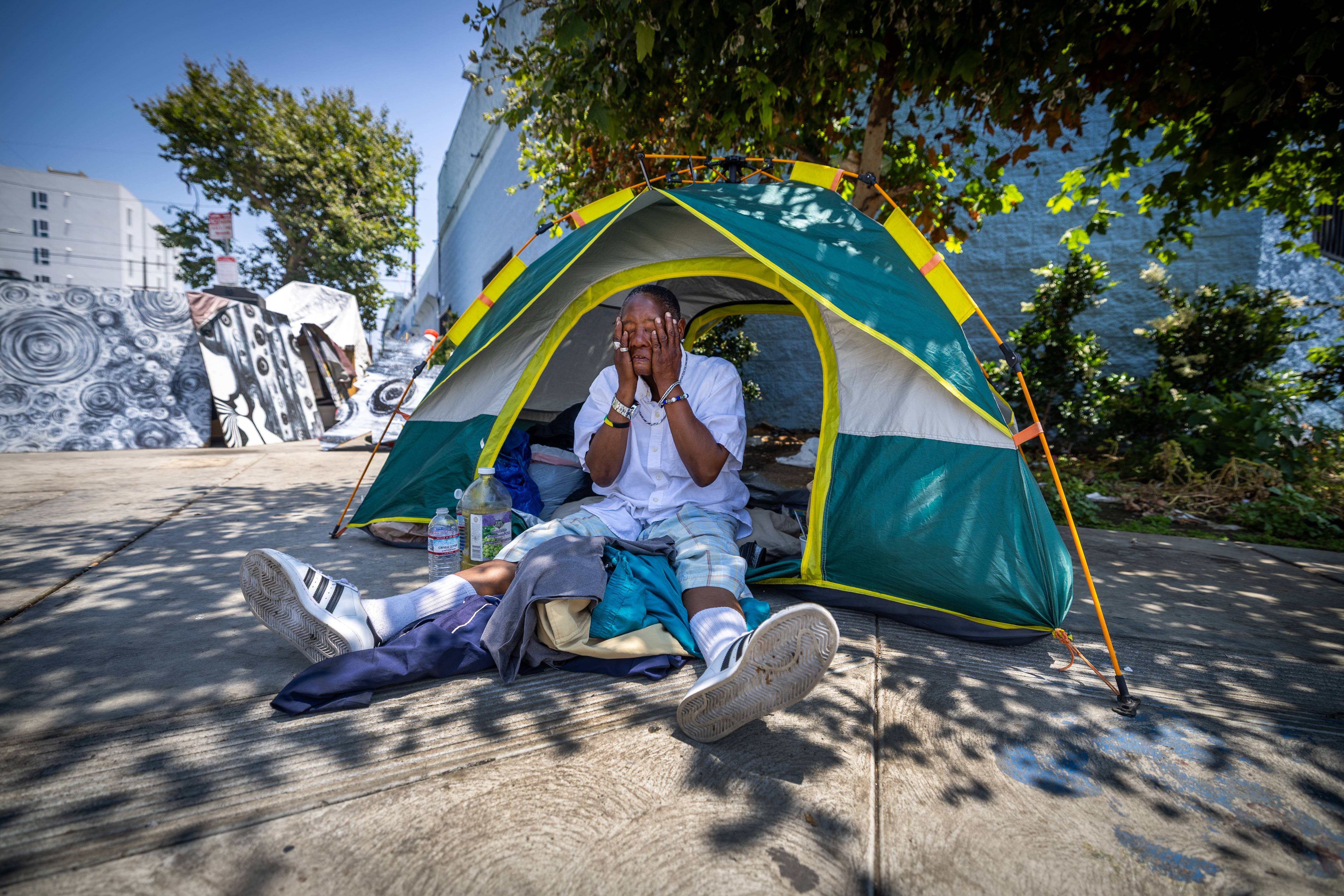 Homeless woman in Skid Row