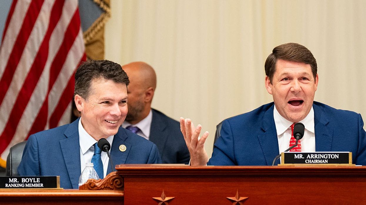 House Budget Committee Ranking Member Brendan Boyle (D-Pa.) listens as Chair Jodey Arrington (R-Texas) speaks