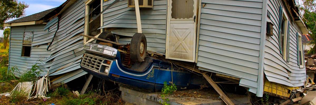 House damaged by Hurricane Katrina